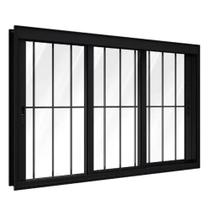 VITRÔ 3 FOLHAS SACADA L-25mm PREMIUM C/ GRADE PRETO VITRÔ 3 FOLHAS SACADA L-25mm PREMIUM C/ GRADE PRETO