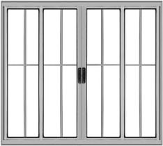 Vitro 4 folhas 1,00 x 2,00 c/grade total alumínio brilhante