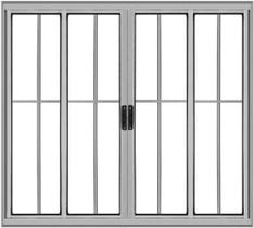 Vitro 4 folhas 1,20 x 2,00 c/grade total alumínio brilhante