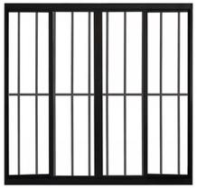 Vitro 4 folhas 1,20 x 2,00 c/grade total alumínio preto