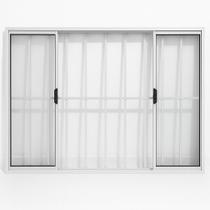 Vitrô 4 Folhas De Correr Aluminio Branco Com Grade 1,00x1,50