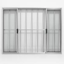 Vitrô 4 Folhas De Correr Aluminio Brilhante Com Grade 1,00x1,00