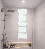 Vitro Basculante 100x40 Alumínio Branco Vidro Liso Lumineziri