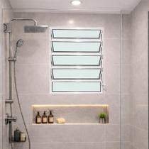 Vitro Basculante 100x80 Alumínio Branco Vidro Liso Lumineziri
