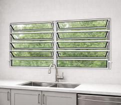 Vitro Basculante 2 Seções 100x150 Alumínio Branco Vidro Liso
