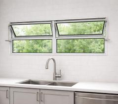 Vitro Basculante 2 Seções 40x120 Alumínio Branco Vidro Liso