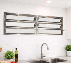 Vitro Basculante 2 Seções Alumínio Brilhante 60X200 Linha 25 Brecorimo