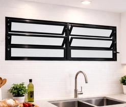 Vitro Basculante 2 Seções Alumínio Preto 60X120 Linha 25 Brecorimo