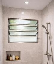 Vitro Basculante 80x80 Alumínio Brilhante Vidro Liso Lumineziri