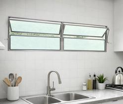 Vitro Basculante Alumínio Brilhante 2 Seções 40x200 Brecorimo