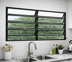 Vitro Basculante Alumínio Preto 2 Seções 100x120 Brecorimo