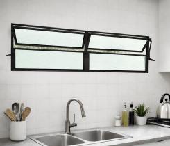 Vitro Basculante Alumínio Preto 2 Seções 40x120 Brecorimo