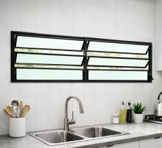 Vitro Basculante Alumínio Preto 2 Seções 60x150 Brecorimo