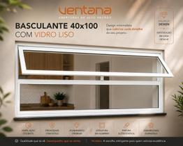 Vitro Basculante Janela 40x100 Branco Vidro Liso Vitro Basculante Janela 40x100 Branco Vidro Liso