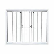 vitrô de correr 4 folhas vidro liso linha 20 alumínio branco com grade parcial vitrô de correr 4 folhas vidro liso linha 20 alumínio branco com grade parcial