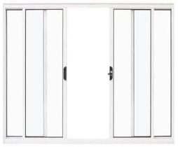 Vitrô de correr 4 folhas vidro liso linha 20 alumínio branco