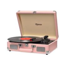 Vitrola HI FI Raveo Sonetto Chrome, Vinyl, Bluetooth, USB, Aux, Coral - 26399