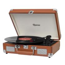 Vitrola Raveo Sonetto Chrome Brown Toca Discos Bluetooth USB que reproduz e grava Bivolt