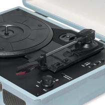 Vitrola Raveo Sonetto Ocean Azul Retro 10w Bivolt Toca Disco Azul 127/220v