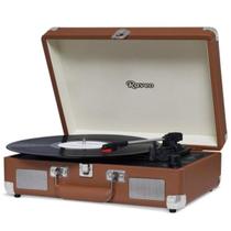 Vitrola Retro Sonetto Chrome Brown Toca Disco Bluetooth Bivolt Marrom Raveo Grava MP3 e Entrada USB