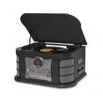 Vitrola Spazio Black Retro Tocadiscos Raveo Bluetooth Fita K7 CD Player Novidade