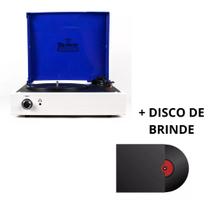 Vitrola Toca Discos Baú Treasure Branca e Azul Echo Vintage