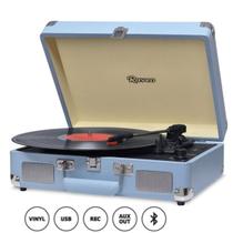 Vitrola Toca Discos Retrô Raveo Sonetto Chrome Ocean Cor Azul Turmalina USB Bluetooth Hi Fi