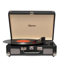 Vitrola Toca-Discos Retrô Raveo Sonetto, Chrome Preta, Com USB e Bluetooth (Reproduz e Grava), Bivolt, 10W, 33/45/78 RPM