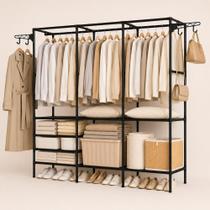 Vittak Armário Arara Tripla Guarda Roupa Modular Cabideiro Sapateira 8 Prateleiras Vittak Armário Arara Tripla Guarda Roupa Modular Cabideiro Sapateira 8 Prateleiras