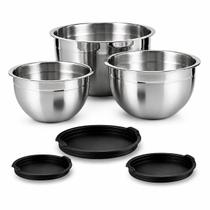 Vittak Conjunto 3 Bowls Inox Tigelas com Tampa Empilháveis Cozinha Preparo Vittak Conjunto 3 Bowls Inox Tigelas com Tampa Empilháveis Cozinha Preparo