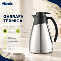 Vittak Garrafa Térmica 1L Inox com Gatilho Ideal para Café, Chá e Leite Quente e Frio Vittak Garrafa Térmica 1L Inox com Gatilho Ideal para Café, Chá e Leite Quente e Frio