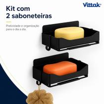 Vittak Kit 2 Porta Sabonete Duplo de Parede para Banheiro, Cozinha e Lavabo