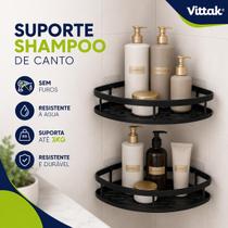 Vittak Kit 2 Suportes Porta Shampoo e Sabonete Adesivo Canto Banheiro e Cozinha Luxo Vittak Kit 2 Suportes Porta Shampoo e Sabonete Adesivo Canto Banheiro e Cozinha Luxo