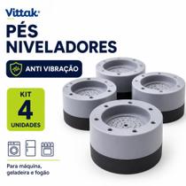 Vittak Kit 4 Pés Antivibração Niveladores para Lava e Seca, Geladeira, Fogão Vittak Kit 4 Pés Antivibração Niveladores para Lava e Seca, Geladeira, Fogão