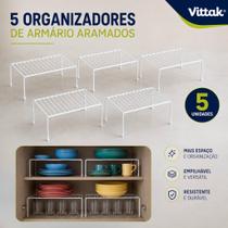 Vittak Kit 5 Organizador Aramado Multiuso Armário Cozinha Prateleira Aço Reforçado Vittak Kit 5 Organizador Aramado Multiuso Armário Cozinha Prateleira Aço Reforçado
