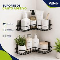 Vittak Kit Porta Shampoo Sabonete Adesivo Parede Moderno Banheiro Cozinha Preto e Branco Vittak Kit Porta Shampoo Sabonete Adesivo Parede Moderno Banheiro Cozinha Preto e Branco