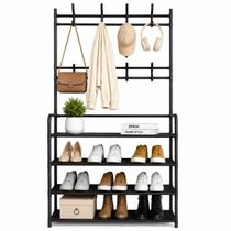 Vittak Organizador Vertical Preto Multiuso: Sapateira, Cabideiro e Prateleiras Vittak Organizador Vertical Preto Multiuso: Sapateira, Cabideiro e Prateleiras
