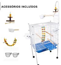 Viveiro Arame com Escadinha para Papagaio Completo Luxo Azul Viveiro Arame com Escadinha para Papagaio Completo Luxo Azul