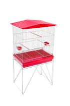 Viveiro Dobrável Vermelho Médio para Calopsitas, Agapornis e Aves com Bandeja Contrerapet