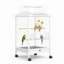 Viveiro Para Aves Grande Completo Com Rodinhas Ideal Calopsita Periquito Canário Branco