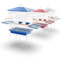 Viveiro para passaros calopsita gaiola completa triplex com comedouro bebedouro