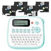 Vixic Label Maker, máquina etiquetadora D210S com 4 fitas laminadas, etiquetadora de 12 mm com teclado QWERTY, código de barras com moldura de fontes diferentes para escola e escritório doméstico, verde Vixic Label Maker, máquina etiquetadora D210S com 4 fitas laminadas, etiquetadora de 12 mm com teclado QWERTY, código de barras com moldura de fontes diferentes para escola e escritório doméstico, verde