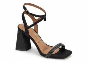 Vizzano Sandália Feminino Preto Toque Suave Salto Bloco - Vizzano Sandália Feminino Preto Toque Suave Salto Bloco -