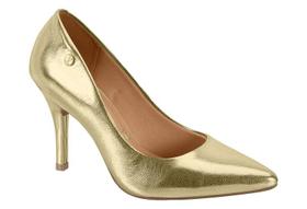 Vizzano Sapato Scarpin Metalizado Dourado Salto Alto Confort