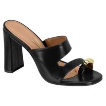 Vizzano tamanco salto alto detalhe dourado no dedo