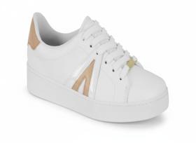 Vizzano Tênis Feminino Urbano Branco Bege Leveza Sofisticada - Vizzano Tênis Feminino Urbano Branco Bege Leveza Sofisticada -