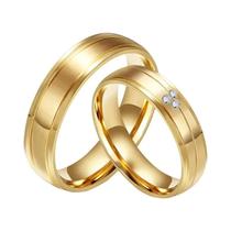 Vnox 2pcs/lots Couple Ring 316l Stainless Steel Engagement Wedding Jewelry Gold-color for Love