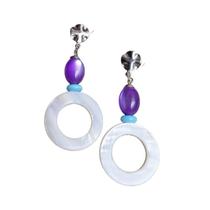 Você Pode Bijuterias Brinco Feminino Madrepérola Branco Lilás