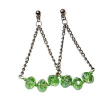 VOCÊ PODE Bijuterias Brinco Verde Cristal Corrente