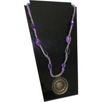 VOCÊ PODE Bijuterias Colar Feminino Grande Macramé Lilás Mandala